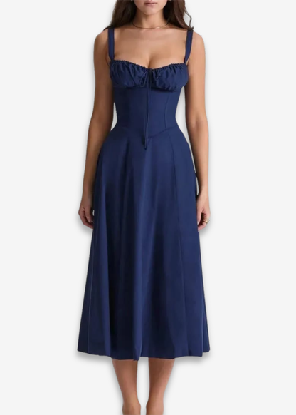 Lucia | vestido floral con bustier y cintura marcada