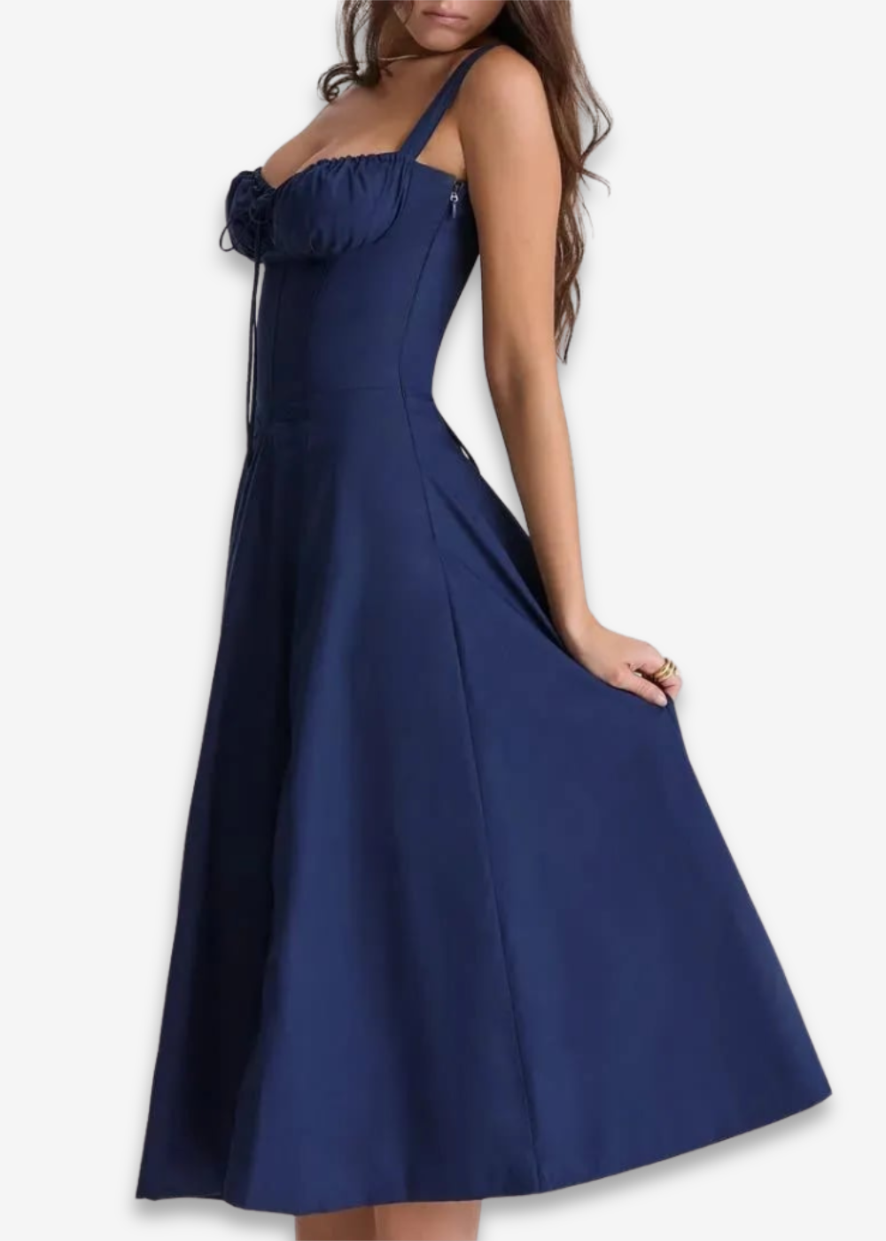 Lucia | vestido floral con bustier y cintura marcada