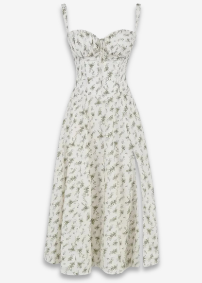 Lucia | vestido floral con bustier y cintura marcada