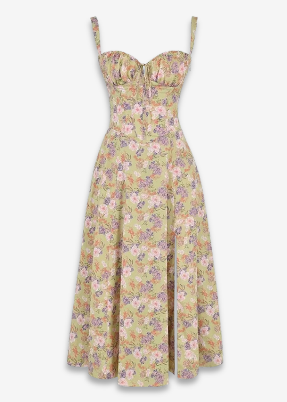 Lucia | vestido floral con bustier y cintura marcada