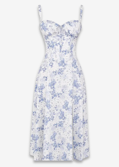 Lucia | vestido floral con bustier y cintura marcada