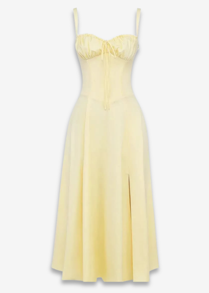 Lucia | vestido floral con bustier y cintura marcada