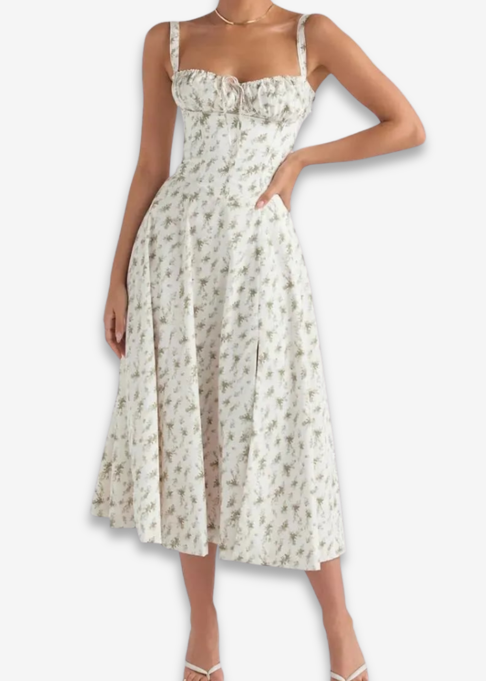 Lucia | vestido floral con bustier y cintura marcada