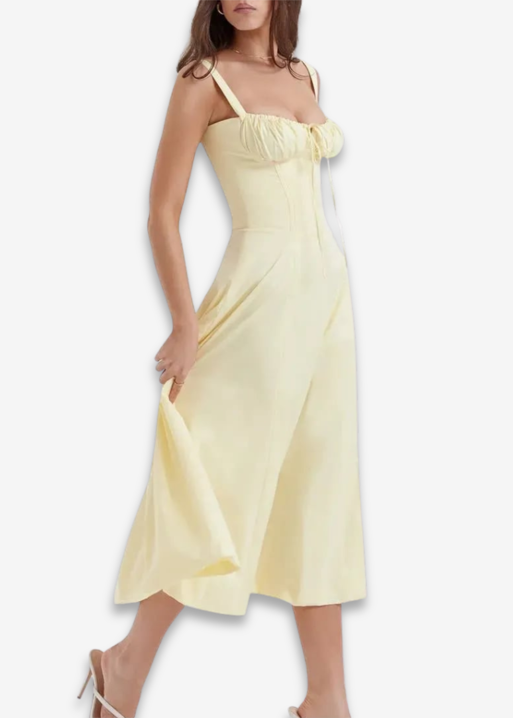 Lucia | vestido floral con bustier y cintura marcada