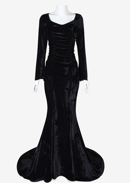 Luna | Vestido Gótico Steampunk estilo Morticia Addams para Halloween y Fiestas