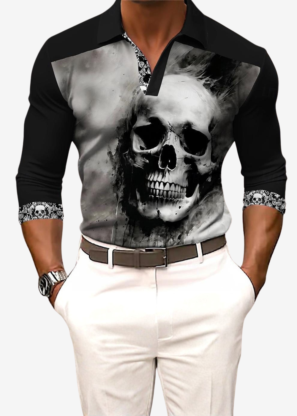 Liam | Polo del Día de los Muertos para Hombre – Estilo Urbano y de Terror