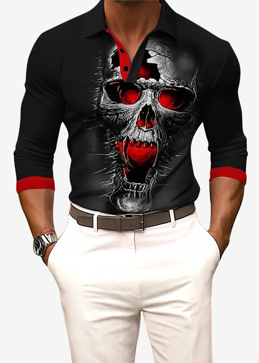 Liam | Polo del Día de los Muertos para Hombre – Estilo Urbano y de Terror