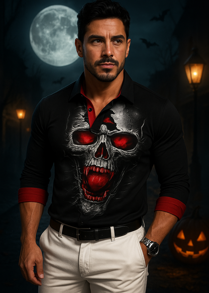 Liam | Polo del Día de los Muertos para Hombre – Estilo Urbano y de Terror