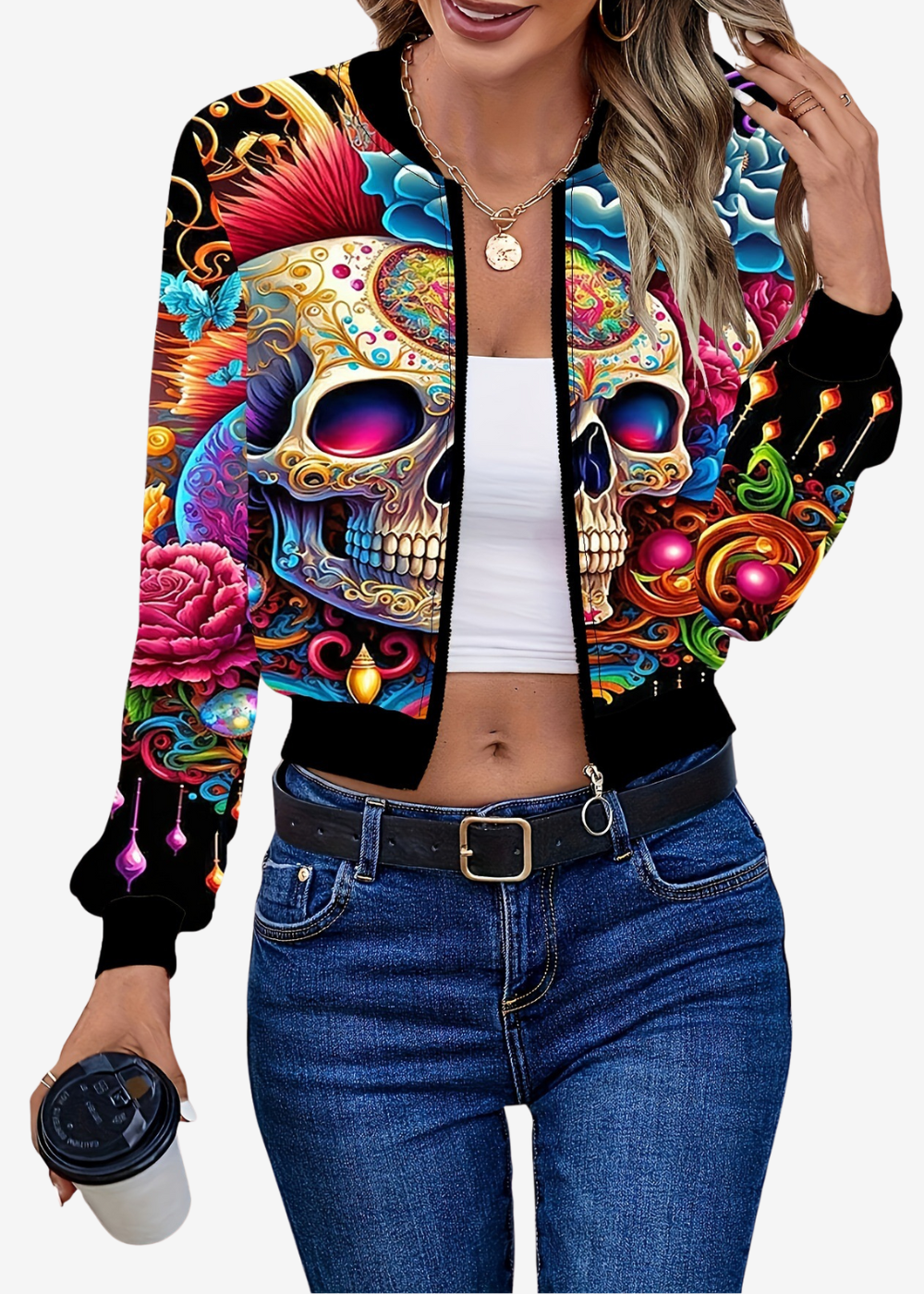Sofía | Chaqueta casual de calaveras para mujer – Moda vintage urbana de primavera y otoño