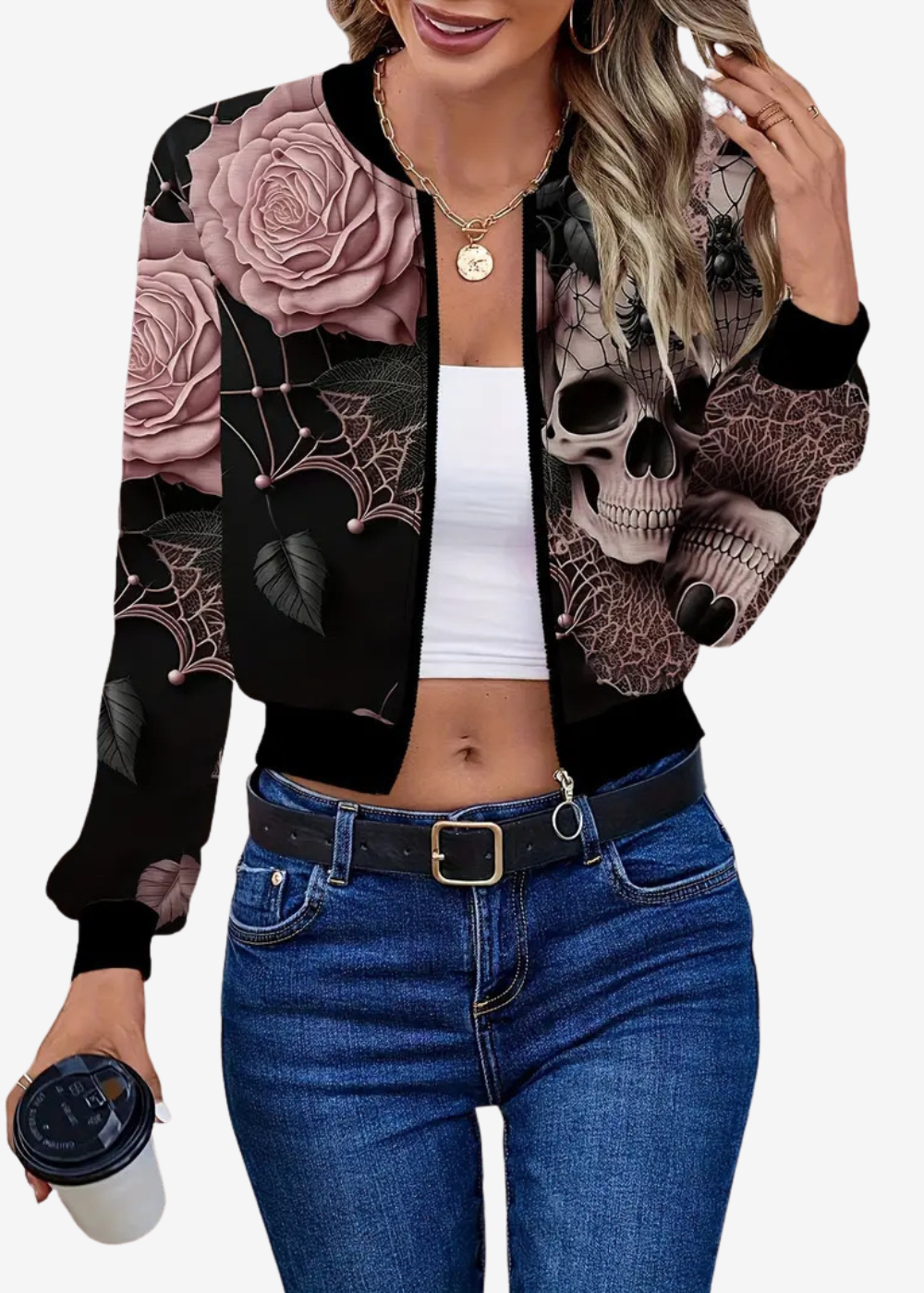 Sofía | Chaqueta casual de calaveras para mujer – Moda vintage urbana de primavera y otoño
